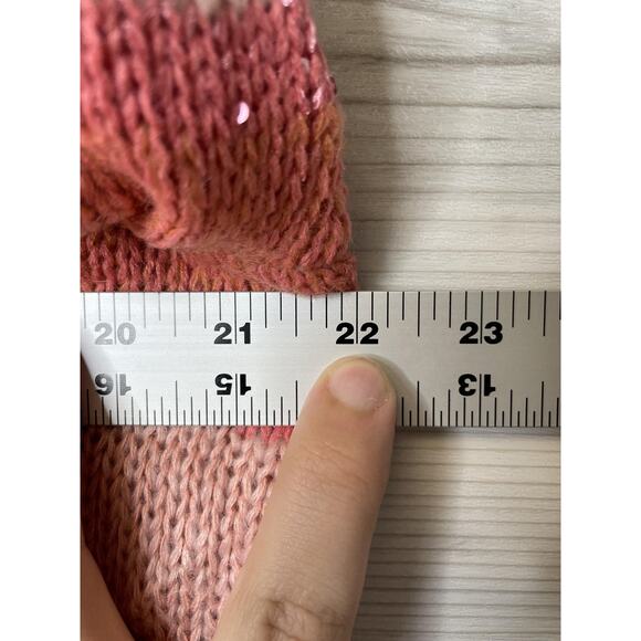 Lauren Conrad Sweater Womens Large Pink Orange Striped Sequin Knit Pullover - Picture 5 of 10
